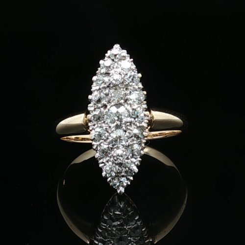 Late-Victorian Diamond Marquise Cluster Ring Circa 1890s